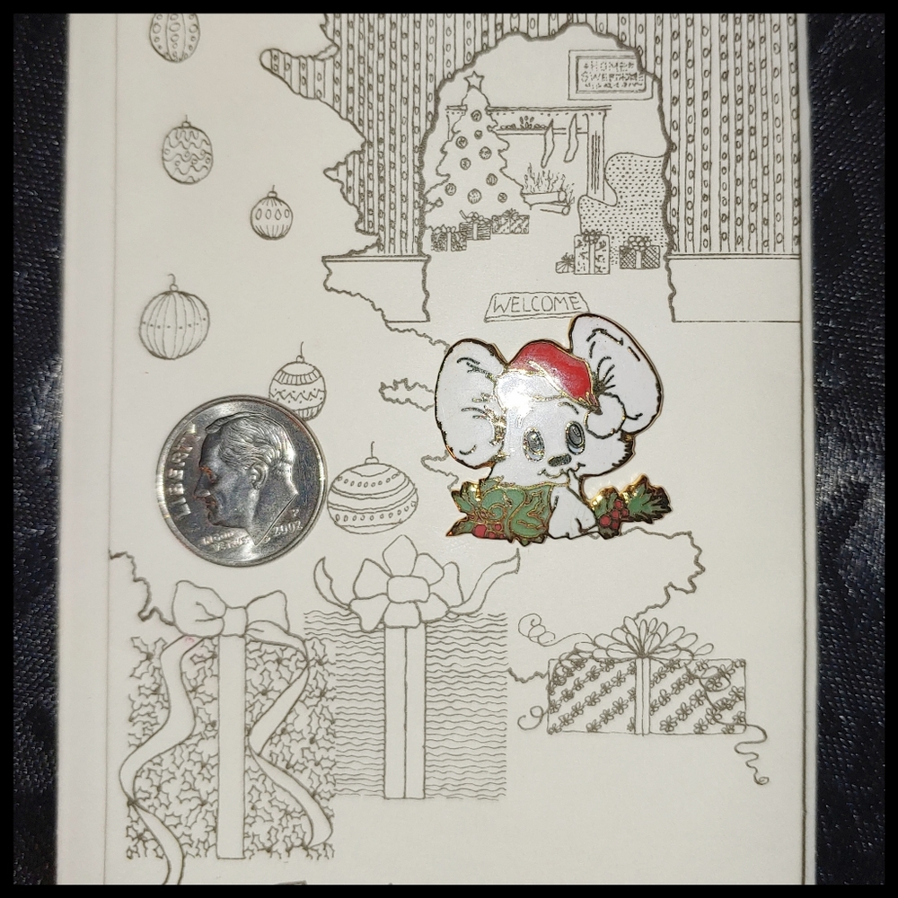 Vintage Christmas Hallmark Cloisonné Enamel Pin with Gift Card - Picture 5 of 5